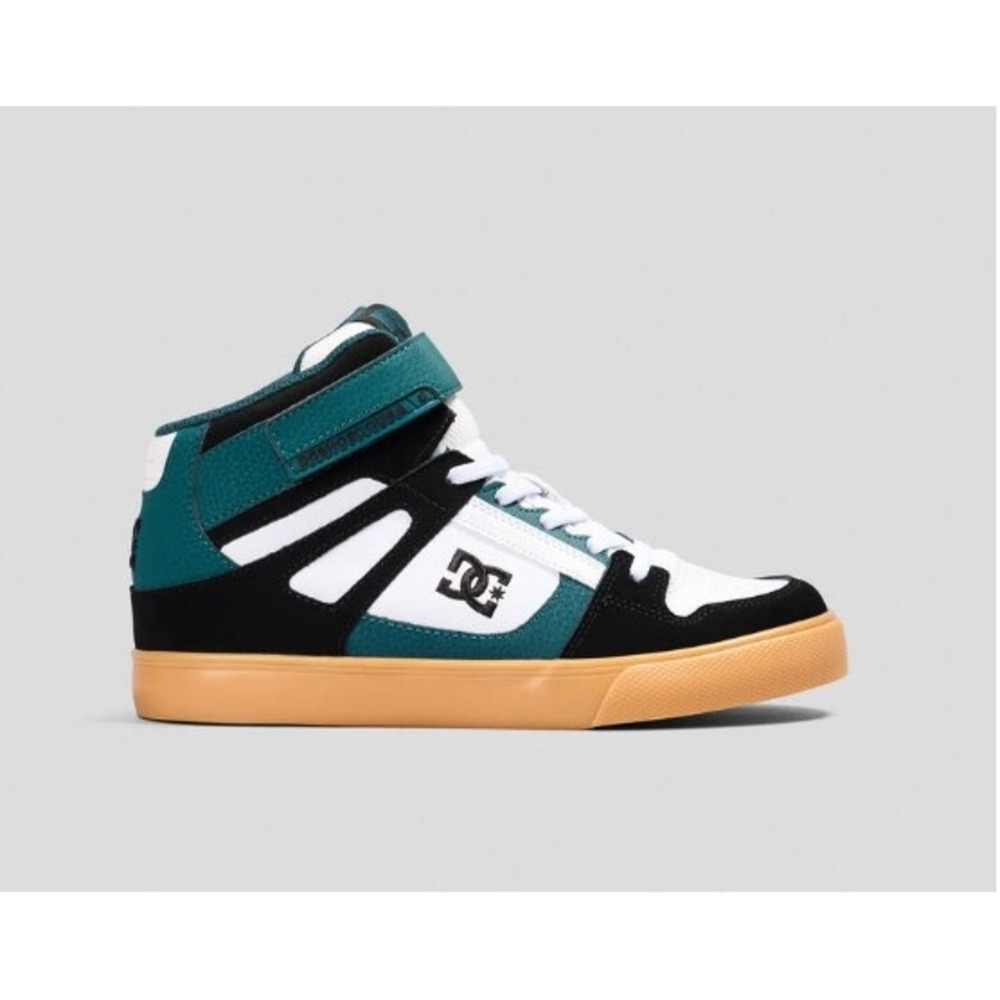 DC Shoes Pure Hi-Top EV Shoes Size 5Y NEW White Black Teal Gum Skate Sneakers